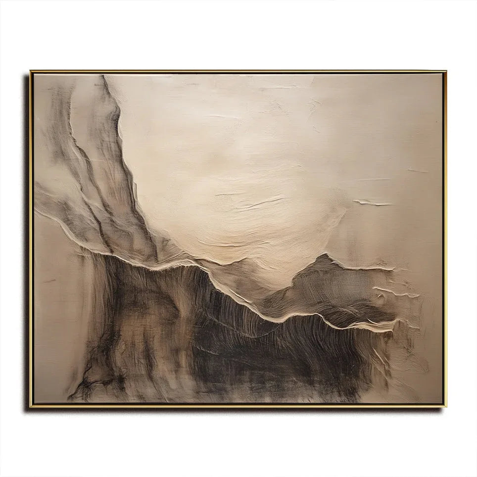 Golden Peaks-Minimalist Natural Style Abstract Layered Landscape Texture Wall Art - artextured