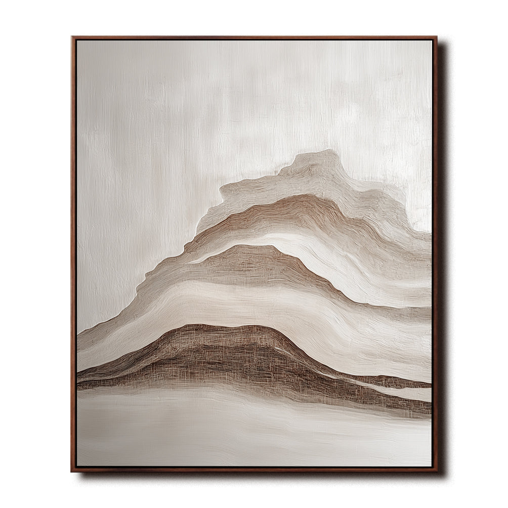 Misty Peaks-Modern Interior Design With Brown and White Mountain Texture Wall Art