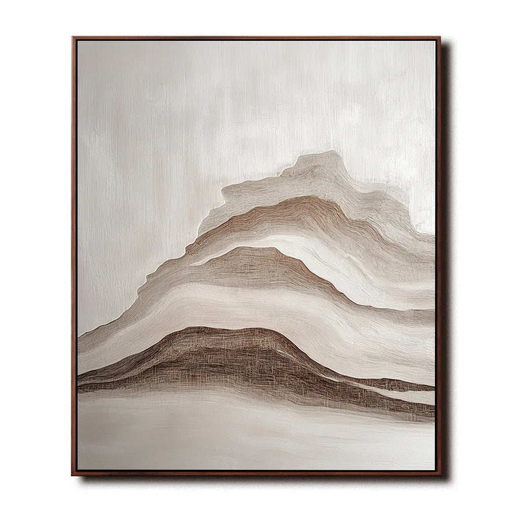 Misty Peaks-Modern Interior Design With Brown and White Mountain Texture Wall Art - artextured