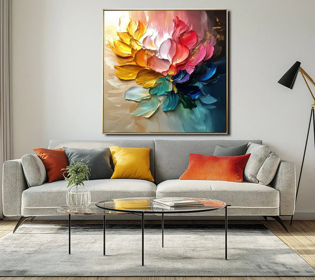 Vibrant Abstract Petals-Hand Drawn Vibrant Floral Texture Wall Art - artextured
