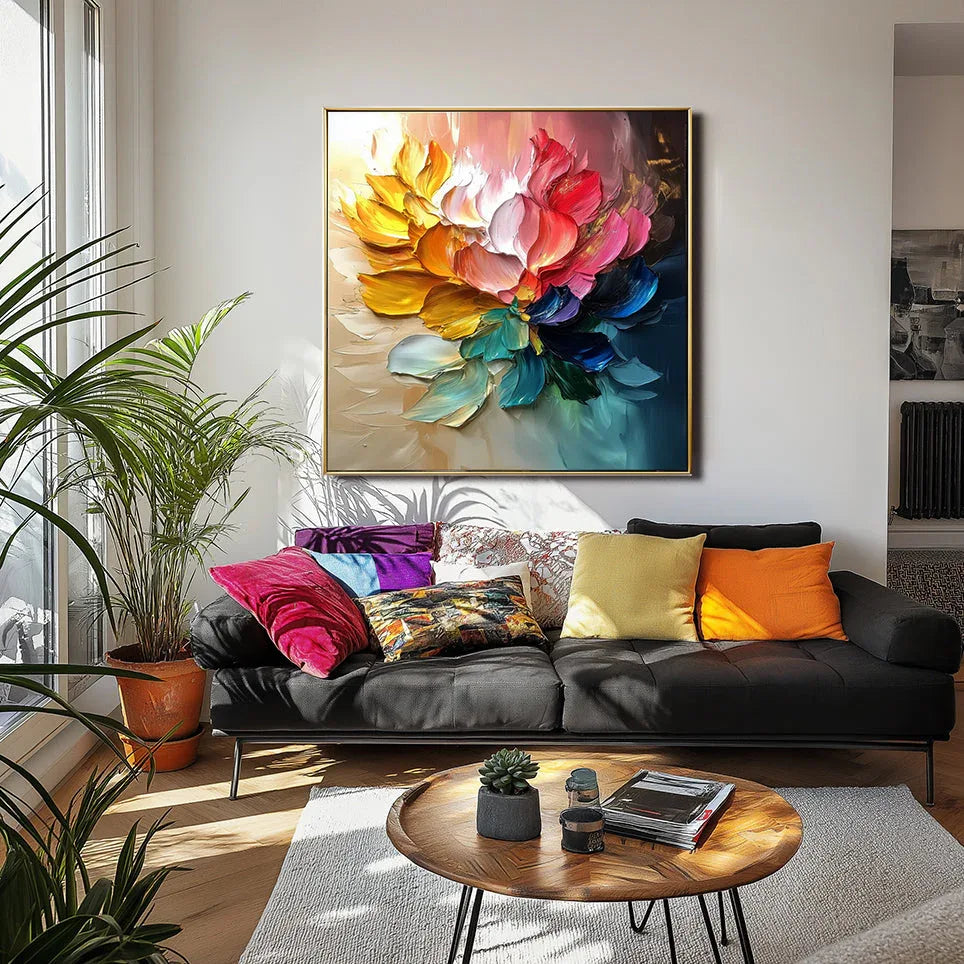 Vibrant Abstract Petals-Hand Drawn Vibrant Floral Texture Wall Art - artextured