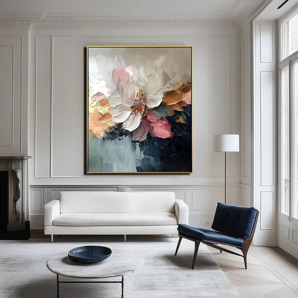 Petal Symphony-Abstract Blooming Soft Golden Flower Bloom Texture Wall Art - artextured