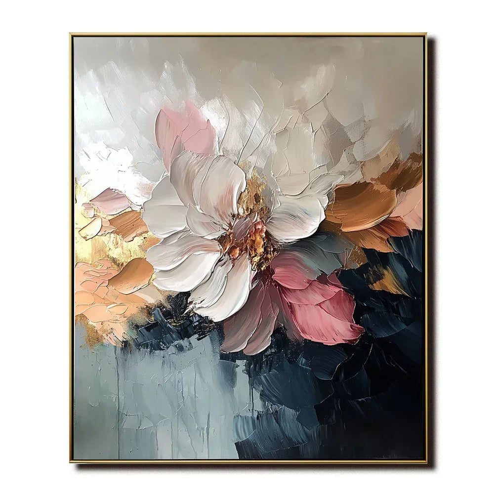 Petal Symphony-Abstract Blooming Soft Golden Flower Bloom Texture Wall Art - artextured