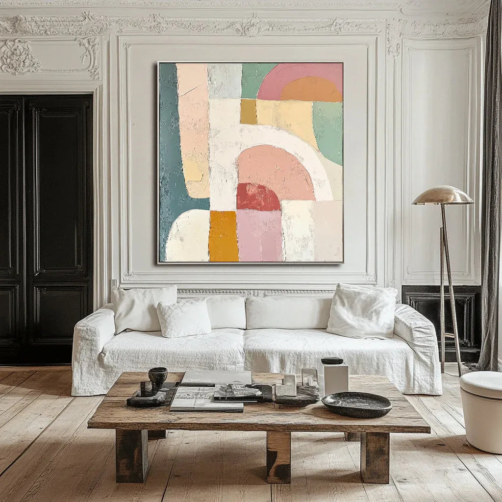 Arches of Serenity - Geometric Abstract Soft Color Block Texture Wall Art - artextured