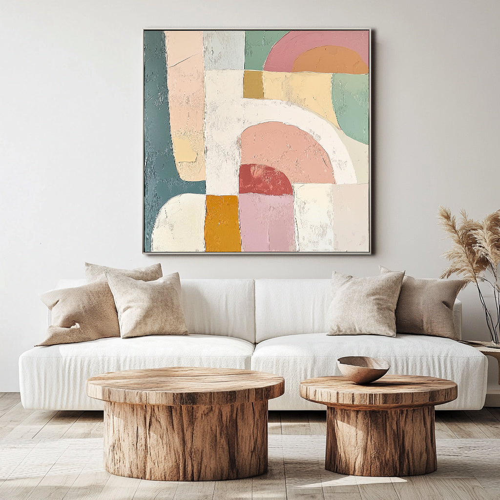 Arches of Serenity - Geometric Abstract Soft Color Block Texture Wall Art