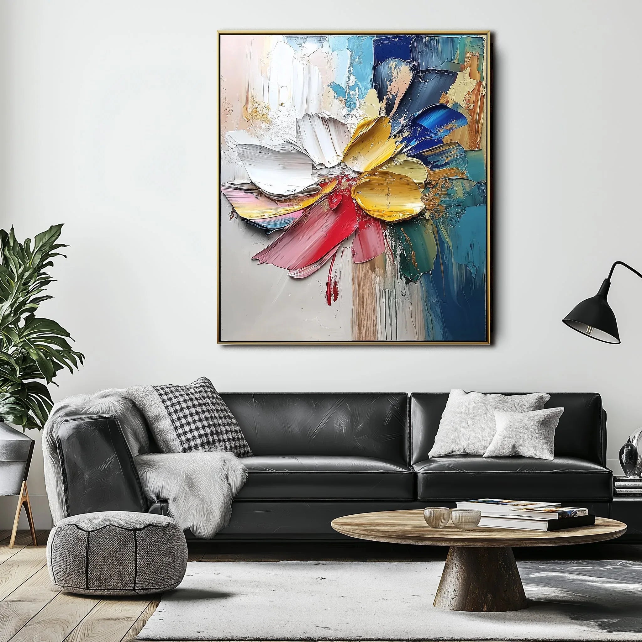 Vivid Bloom Symphony-Geometric Abstract Floral Texture Wall Art - artextured