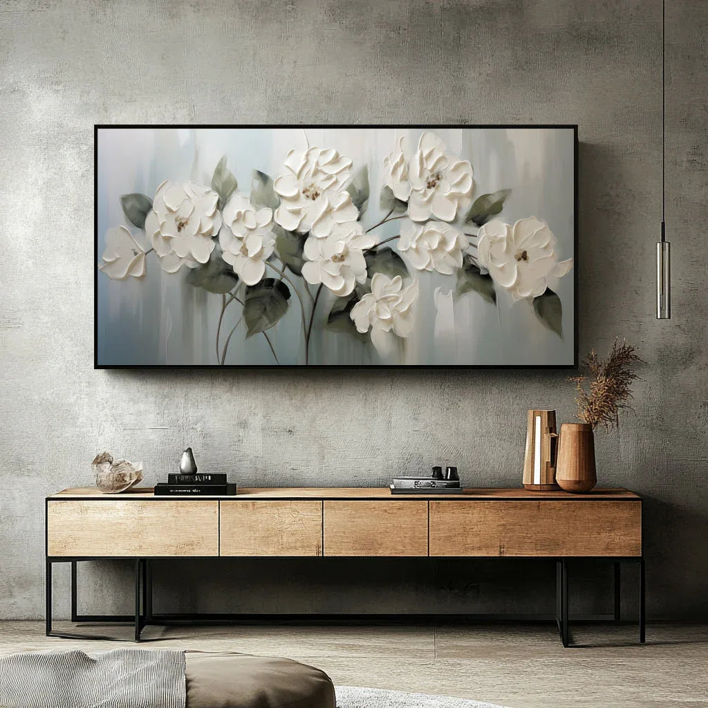 Garden Elegance-Wabi-Sabi Style Hand-Painted Morandi Color Series Floral Texture Wall Art - artextured