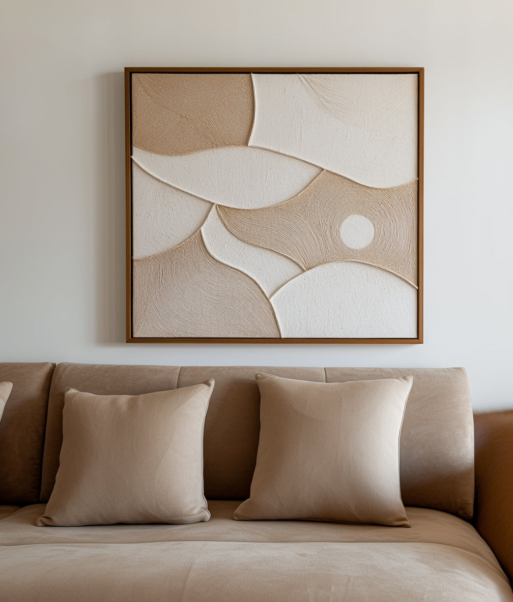 Serene Curves - 3D Minimalist Style Earth Color Geometric Texture Wall Art