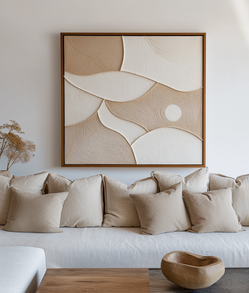 Serene Curves - 3D Minimalist Style Earth Color Geometric Texture Wall Art