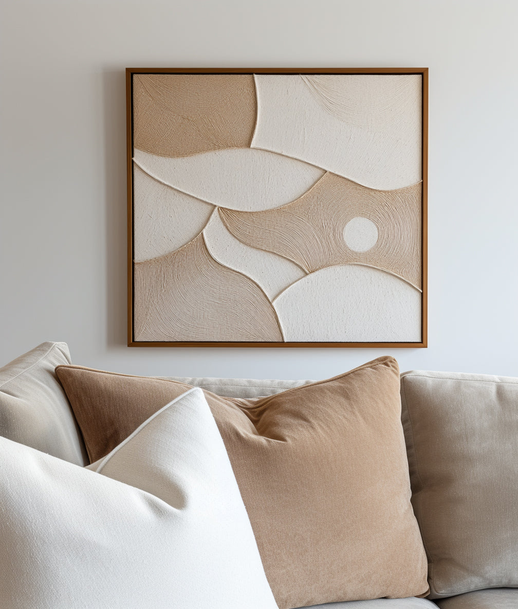 Serene Curves - 3D Minimalist Style Earth Color Geometric Texture Wall Art