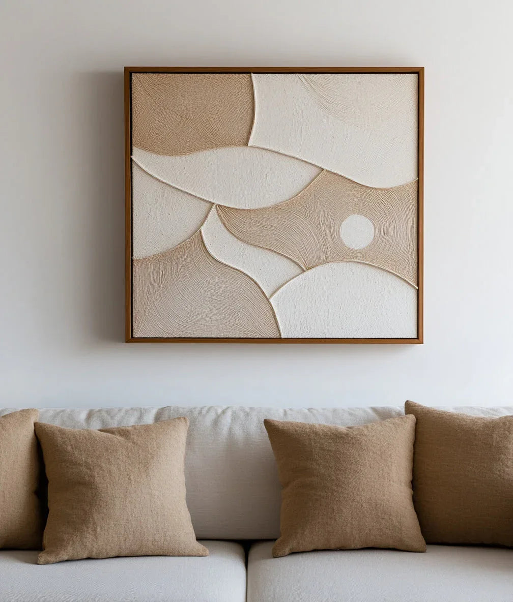 Serene Curves - 3D Minimalist Style Earth Color Geometric Texture Wall Art - artextured