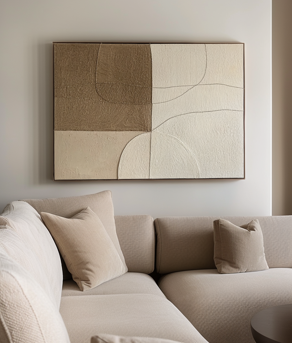 Muted Geometrics-Modern Minimalist Earth Tone Line Hand-Painted Geometric Wall Art