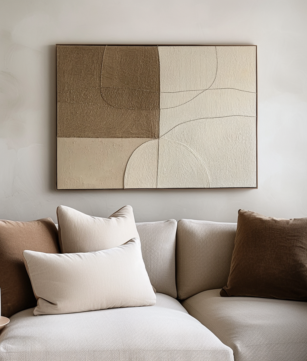 Muted Geometrics-Modern Minimalist Earth Tone Line Hand-Painted Geometric Wall Art