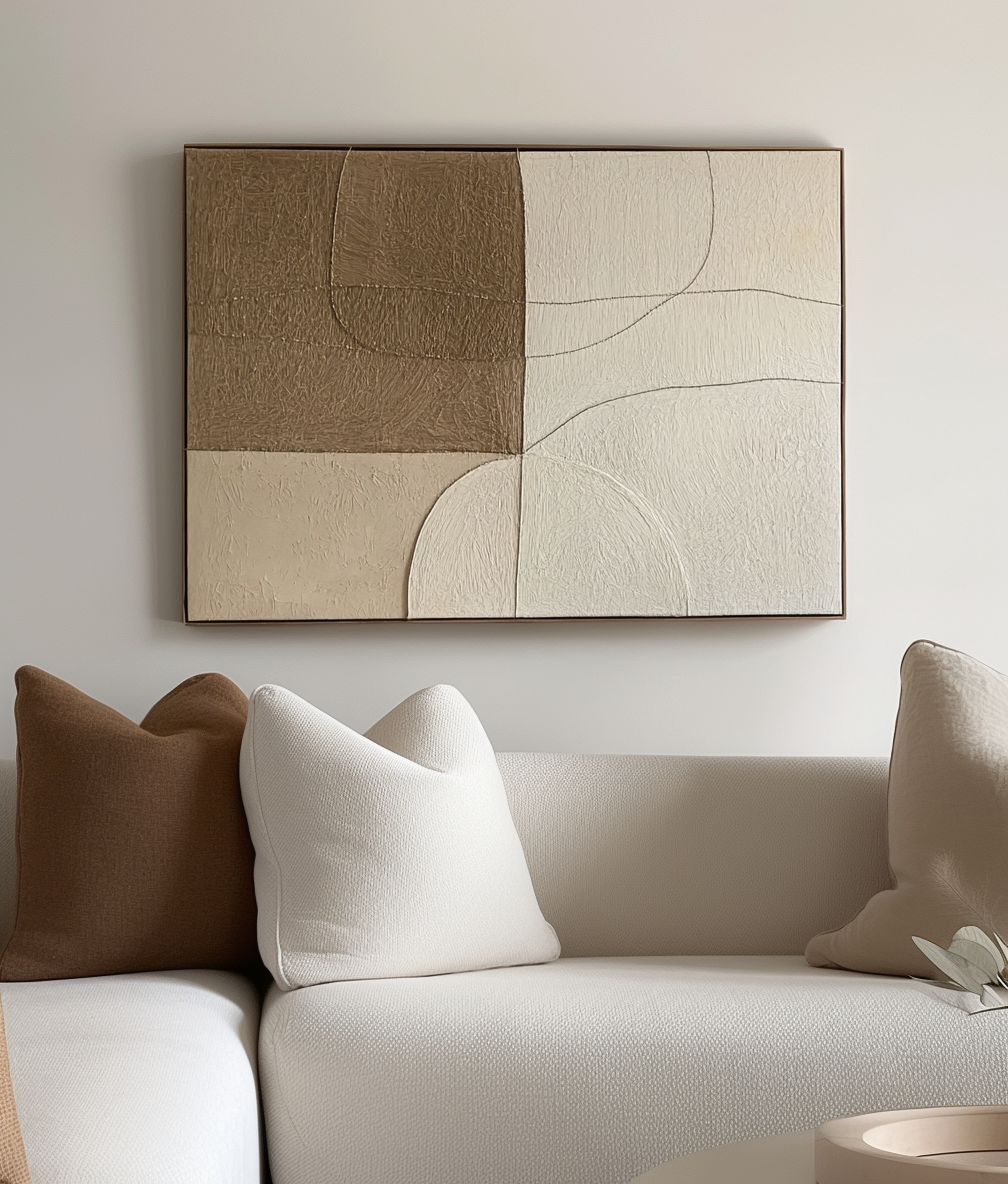 Muted Geometrics-Modern Minimalist Earth Tone Line Hand-Painted Geometric Wall Art