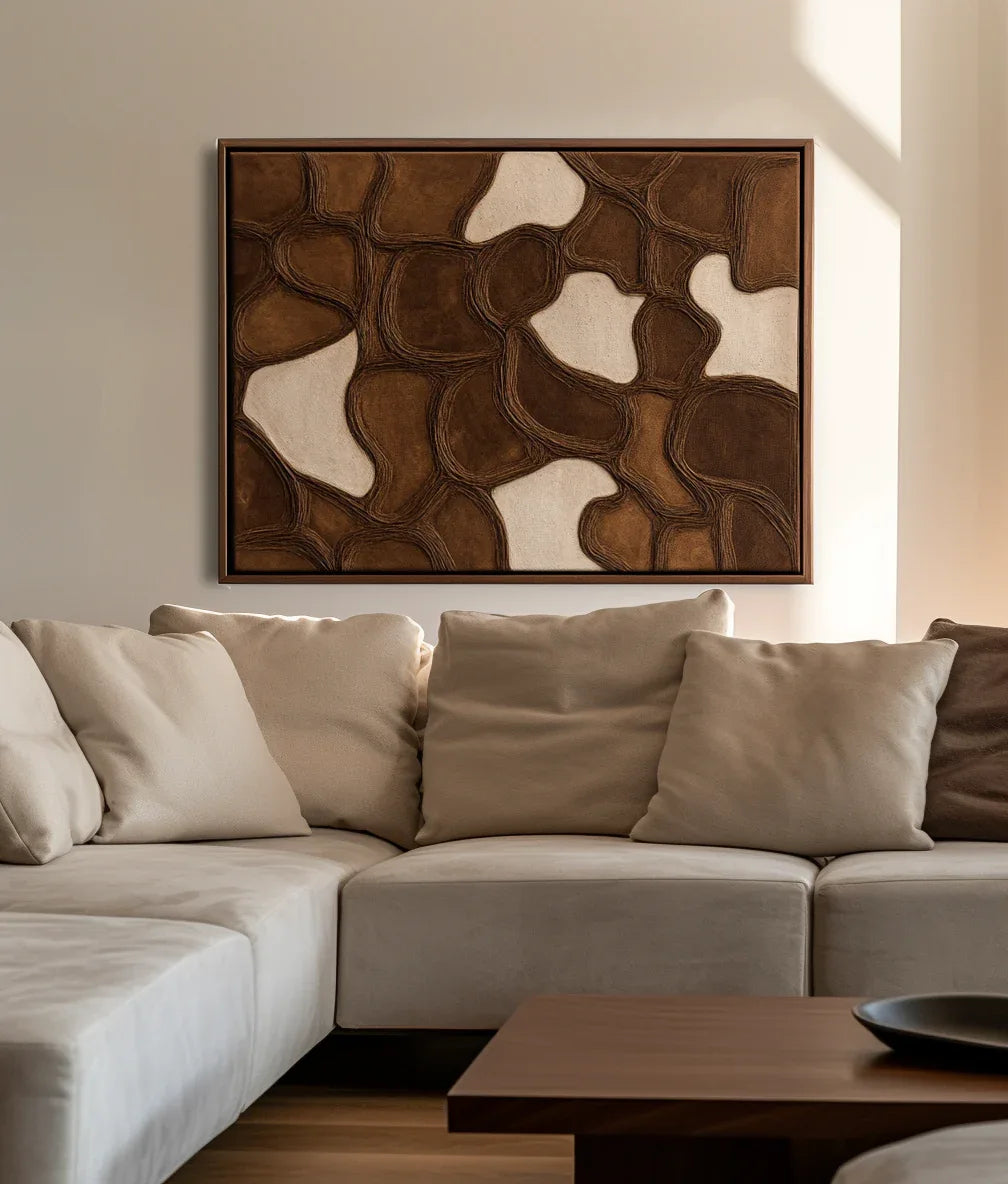 Earthen Veins Weave-Modern Living Room or Bedroom Decoration With Three-Dimensional Irregular Block Abstract Wall Art - artextured