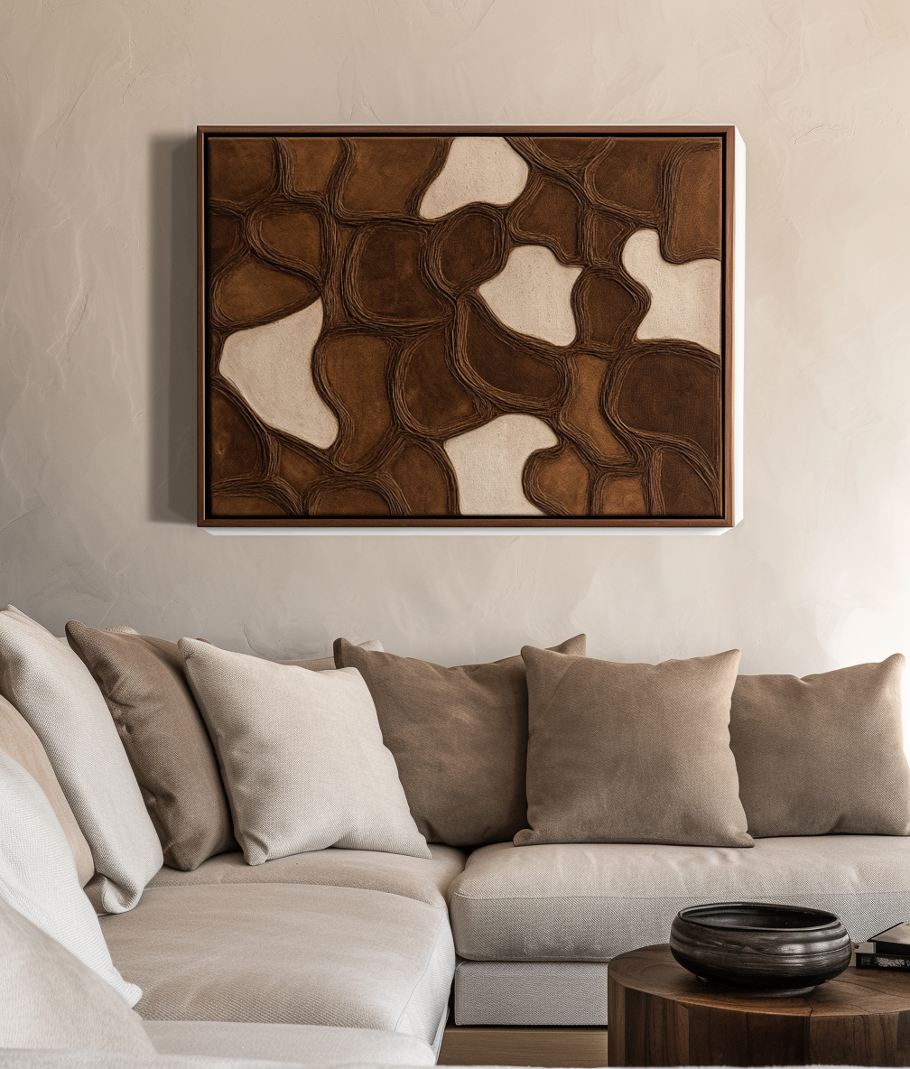 Earthen Veins Weave-Modern Living Room or Bedroom Decoration With Three-Dimensional Irregular Block Abstract Wall Art