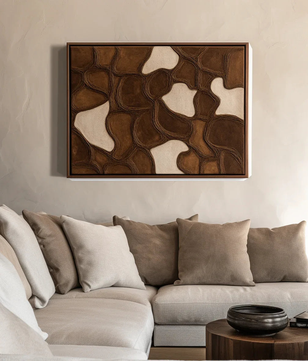 Earthen Veins Weave-Modern Living Room or Bedroom Decoration With Three-Dimensional Irregular Block Abstract Wall Art - artextured