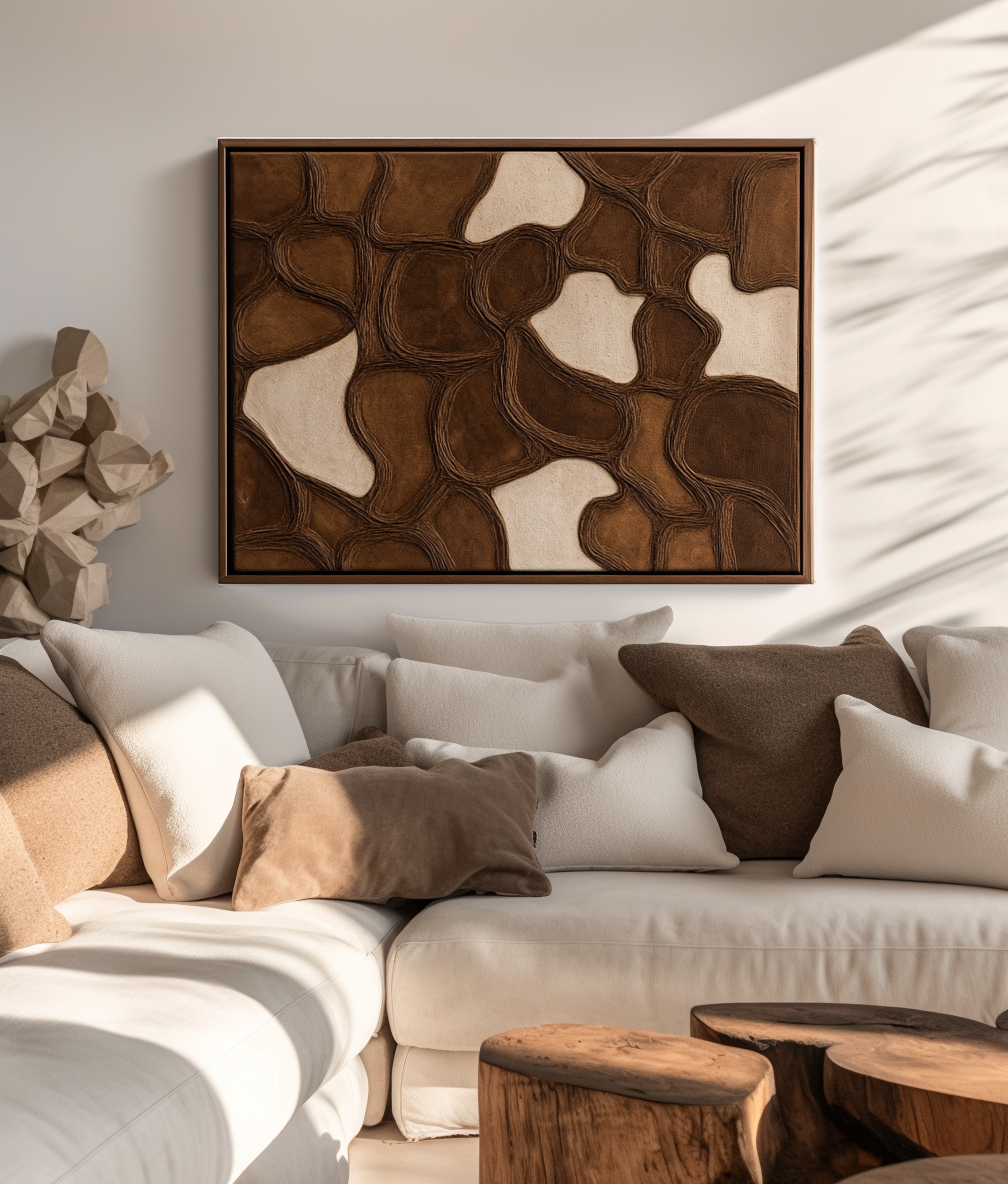 Earthen Veins Weave-Modern Living Room or Bedroom Decoration With Three-Dimensional Irregular Block Abstract Wall Art