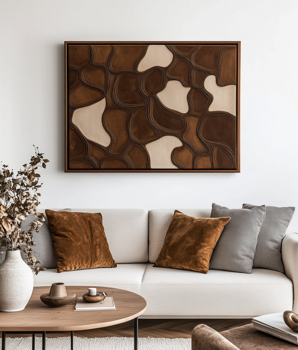 Earthen Veins Weave-Modern Living Room or Bedroom Decoration With Three-Dimensional Irregular Block Abstract Wall Art