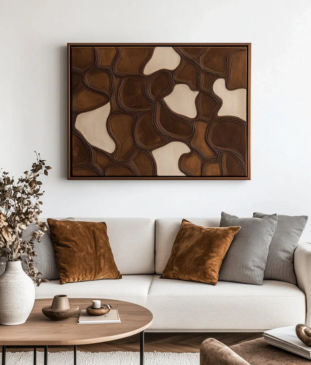Earthen Veins Weave-Modern Living Room or Bedroom Decoration With Three-Dimensional Irregular Block Abstract Wall Art - artextured