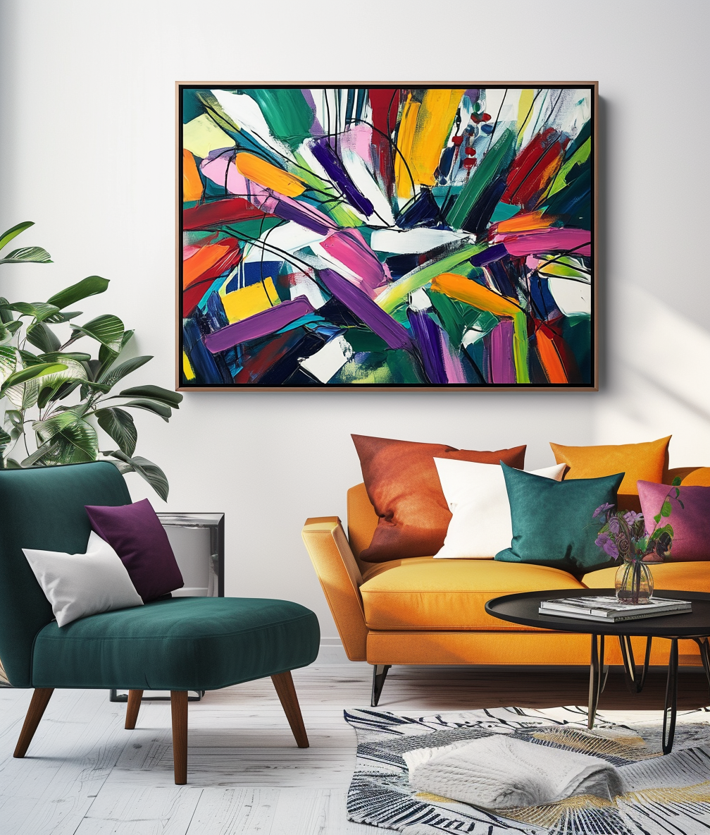 Dynamic Burst -Geometric Color Fractal Abstract Wall Art