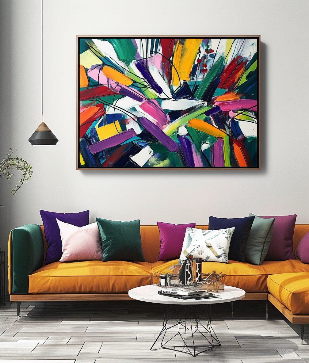 Dynamic Burst -Geometric Color Fractal Abstract Wall Art