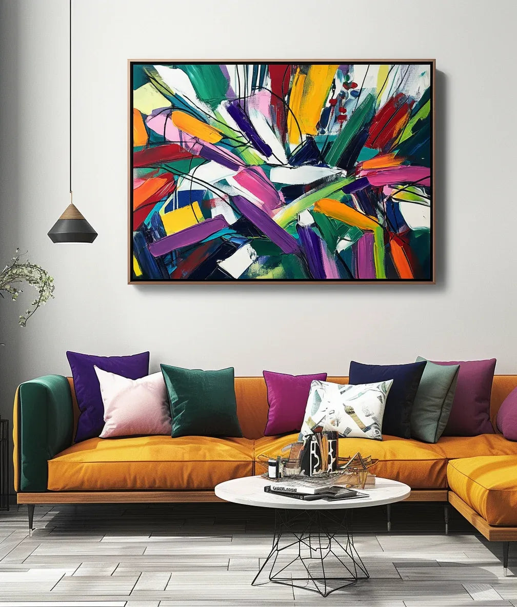 Dynamic Burst -Geometric Color Fractal Abstract Wall Art - artextured