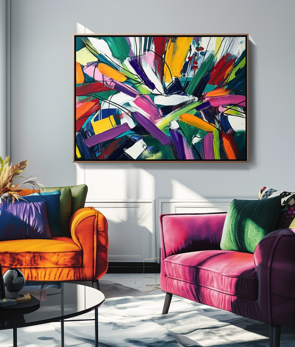 Dynamic Burst -Geometric Color Fractal Abstract Wall Art
