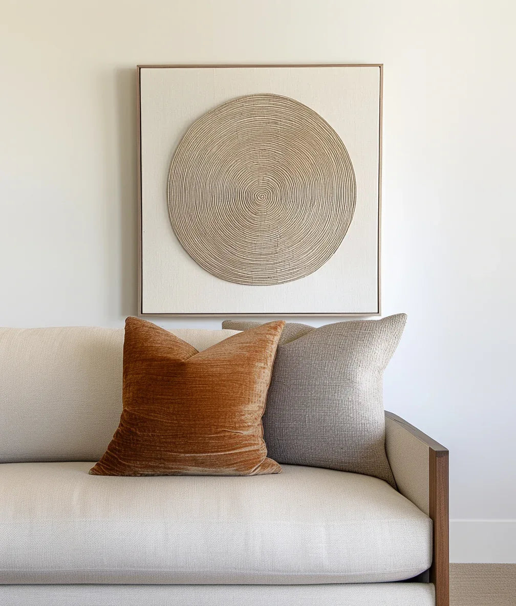 Ethereal Spiral-Art of Hand Drawn Textured Earth Colored Concentric Circles Abstract Wall - artextured