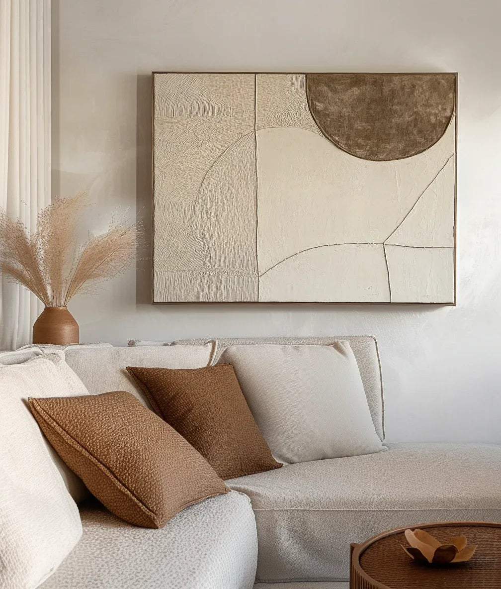 Timeless Balance-Minimalist Texture Semi-Circle Geometric Wall Art - artextured
