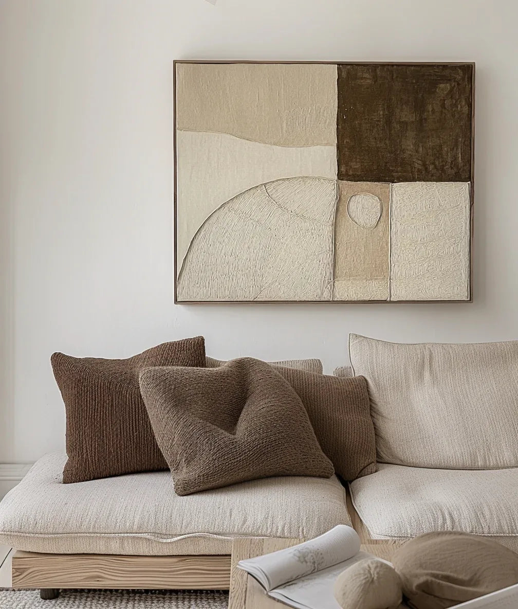 Earthbound Balance-Minimalist Geometric Arc Block Texture Abstract Wall Art - artextured