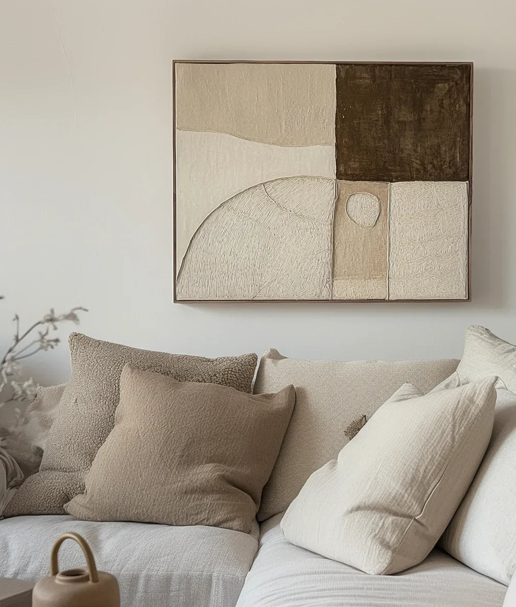 Earthbound Balance-Minimalist Geometric Arc Block Texture Abstract Wall Art - artextured