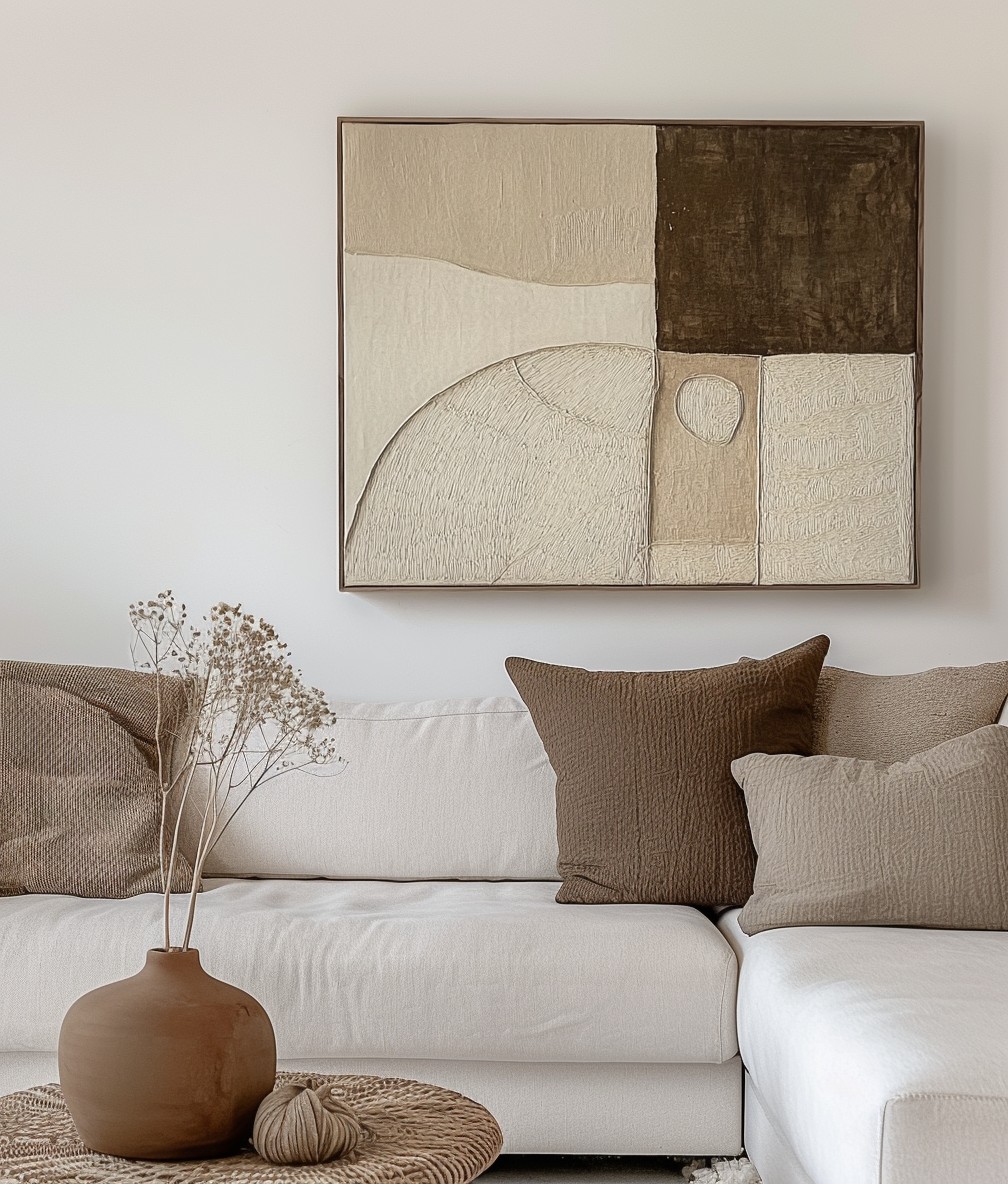 Earthbound Balance-Minimalist Geometric Arc Block Texture Abstract Wall Art