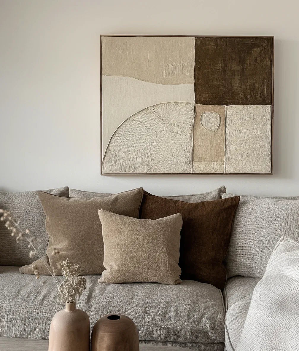 Earthbound Balance-Minimalist Geometric Arc Block Texture Abstract Wall Art - artextured