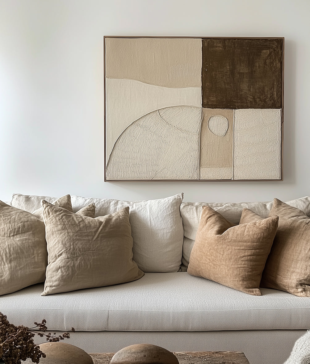 Earthbound Balance-Minimalist Geometric Arc Block Texture Abstract Wall Art