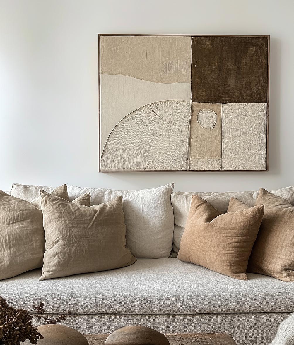 Earthbound Balance-Minimalist Geometric Arc Block Texture Abstract Wall Art - artextured