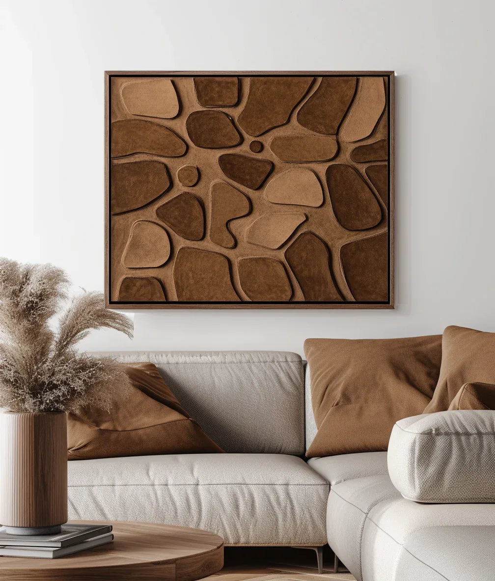 Terra Mosaic-Three-Dimensional Wall Art Featuring Abstract Organic Blocks in Earthy Brown - artextured