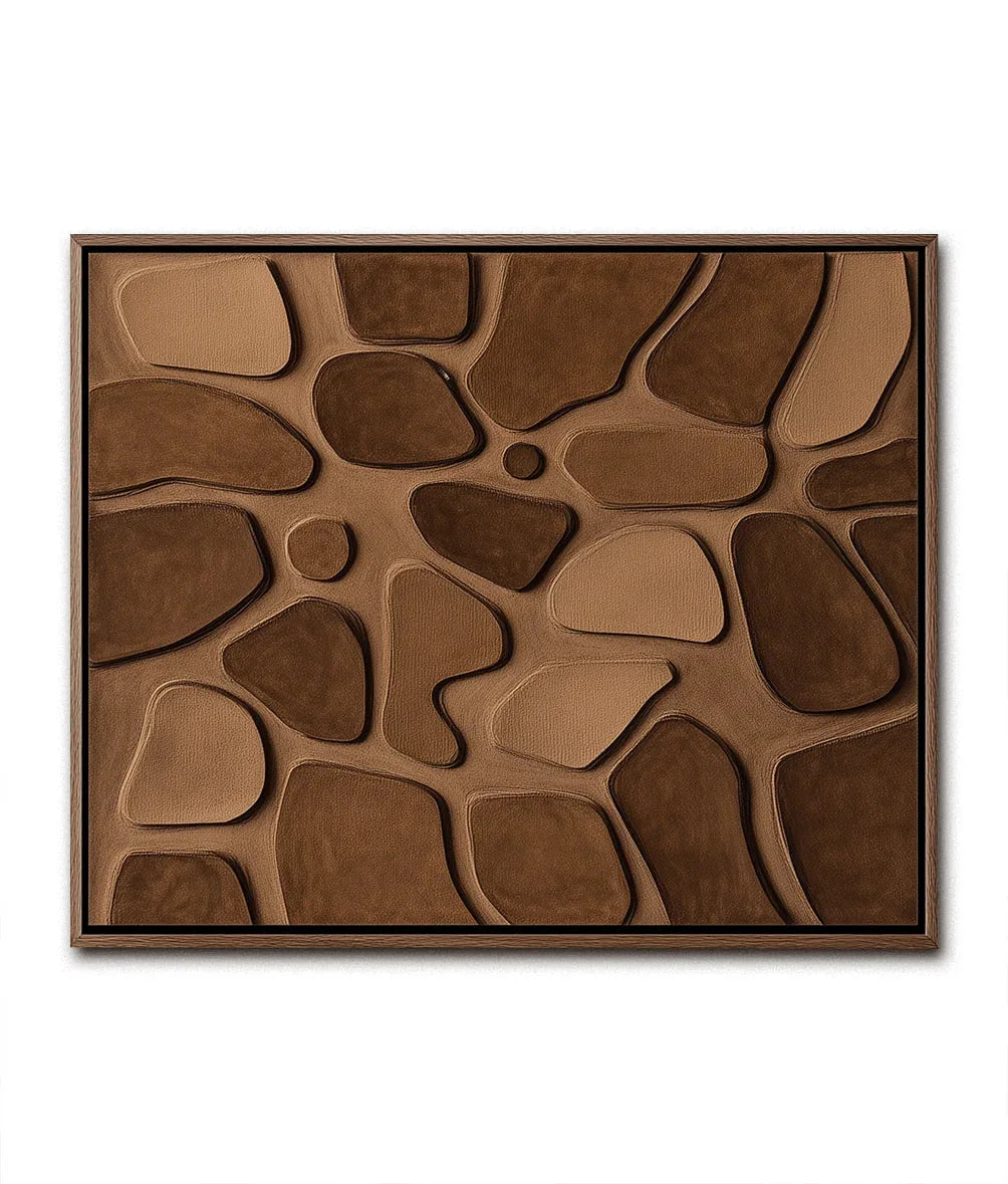 Terra Mosaic-Three-Dimensional Wall Art Featuring Abstract Organic Blocks in Earthy Brown - artextured