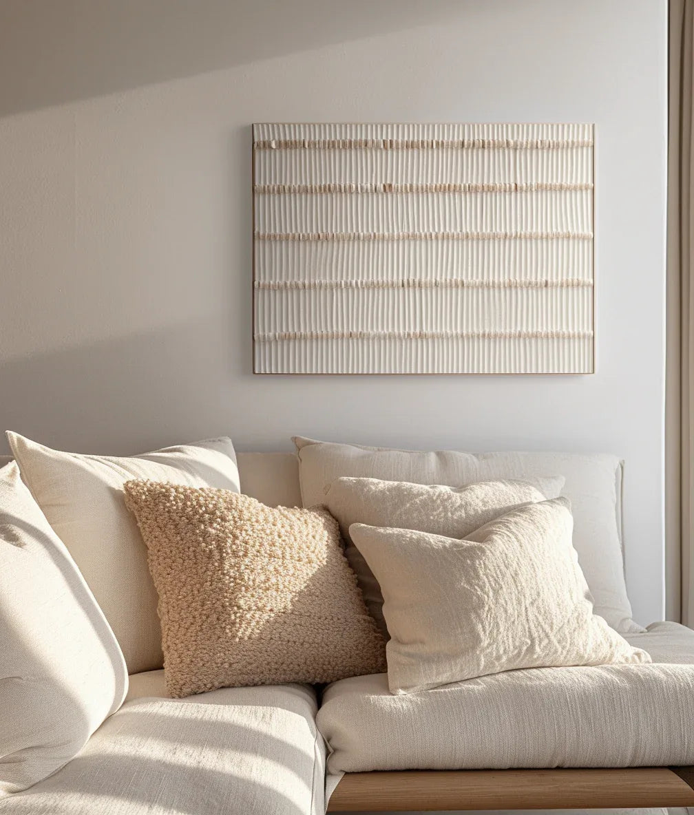 Rhythm in Simplicity-Modern Minimalist Light-Toned Woven Texture Wall Art - artextured