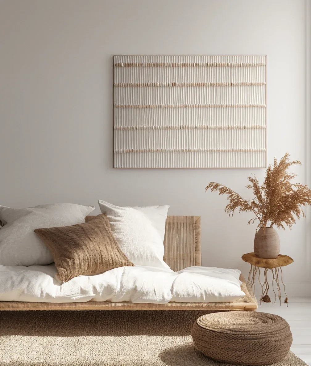 Rhythm in Simplicity-Modern Minimalist Light-Toned Woven Texture Wall Art - artextured