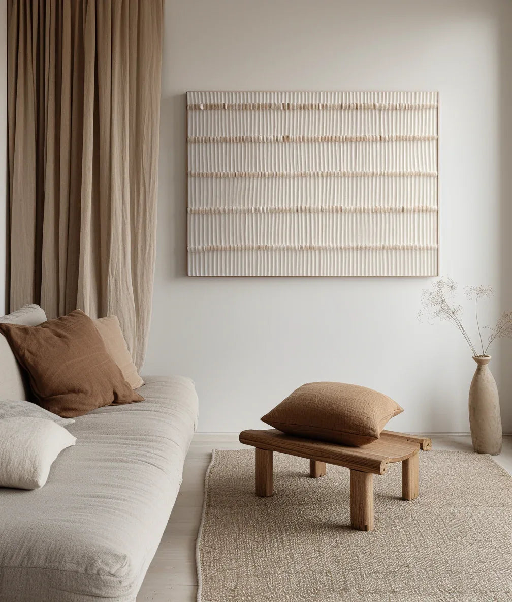 Rhythm in Simplicity-Modern Minimalist Light-Toned Woven Texture Wall Art - artextured