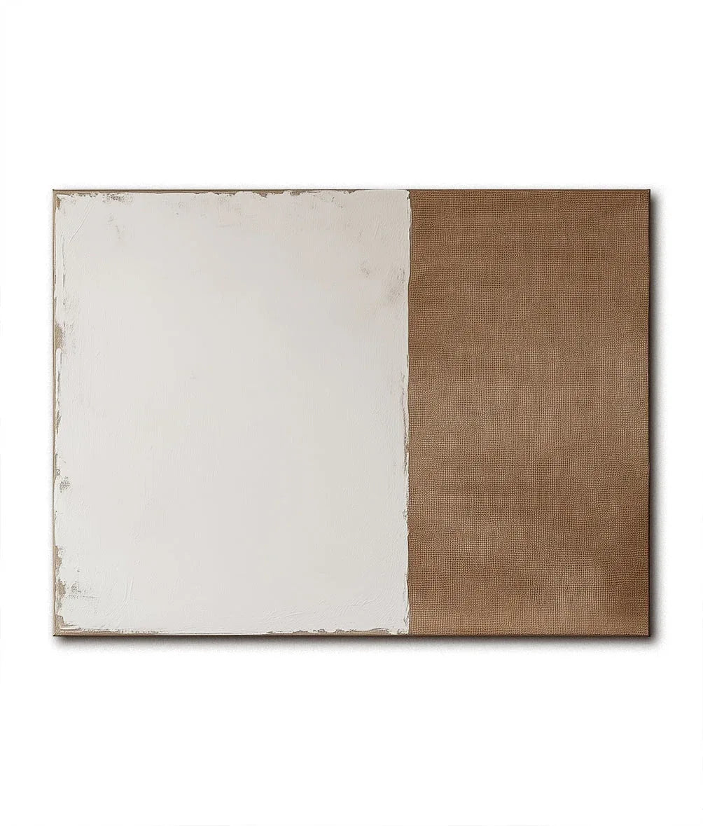 Harmony in Contrast-Minimalist Wabi-Sabi Two-Color Block Hand-Painted Wall Art - artextured