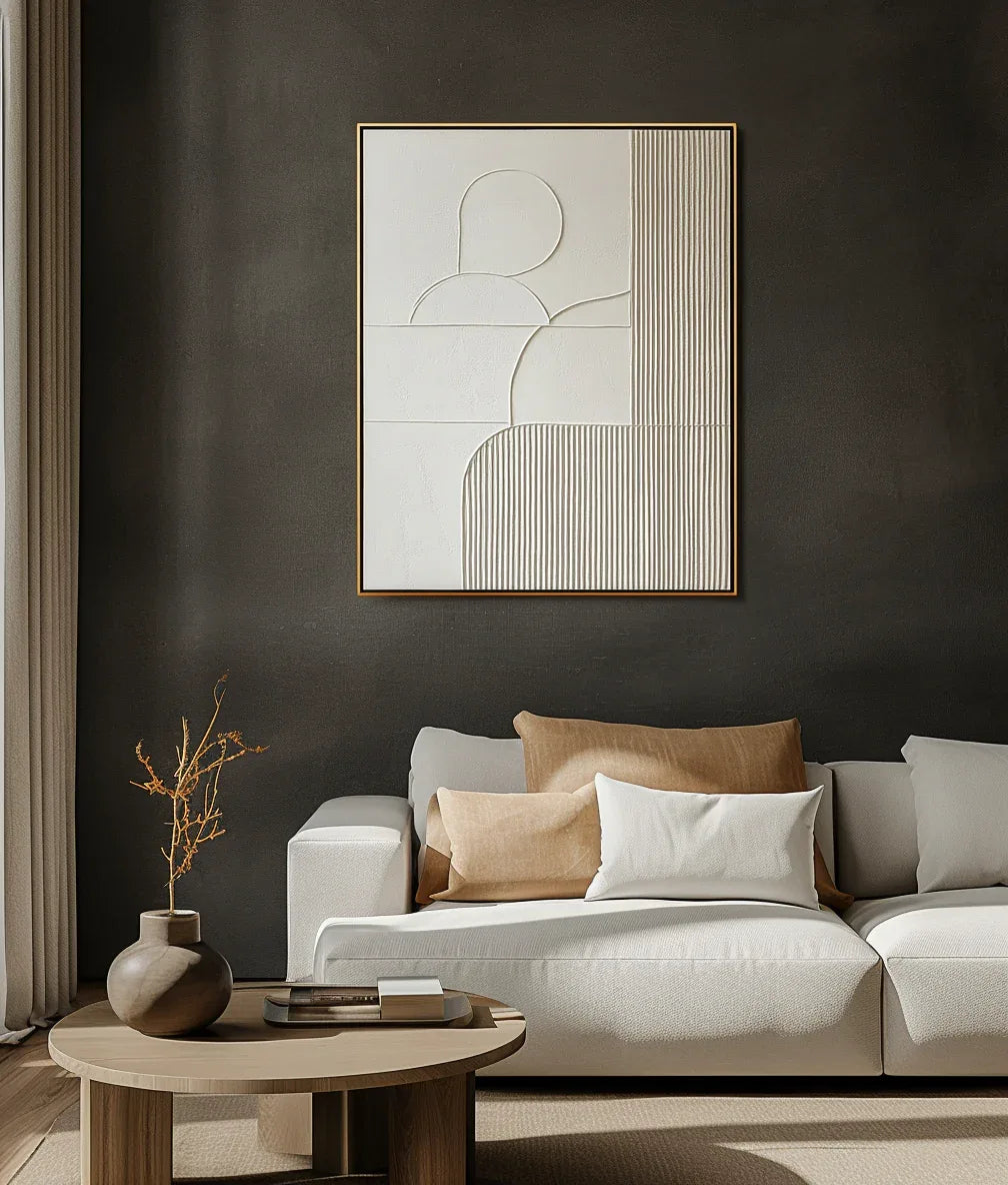 Harmonic Duality-Modern Minimalist Art Featuring Arcs and Lines on a Double-Sided Wall - artextured