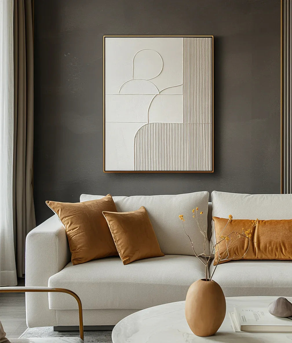 Harmonic Duality-Modern Minimalist Art Featuring Arcs and Lines on a Double-Sided Wall - artextured
