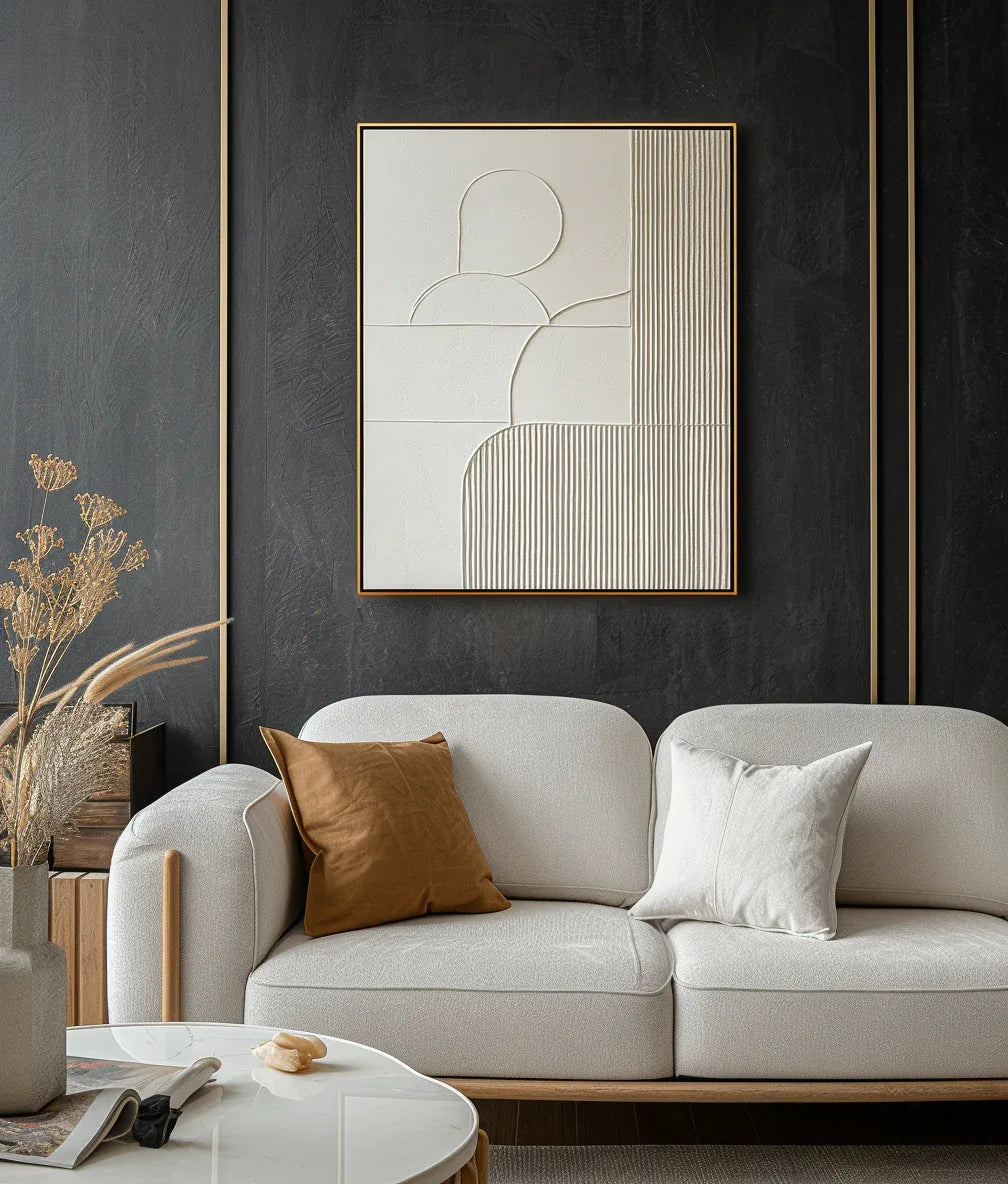 Harmonic Duality-Modern Minimalist Art Featuring Arcs and Lines on a Double-Sided Wall - artextured