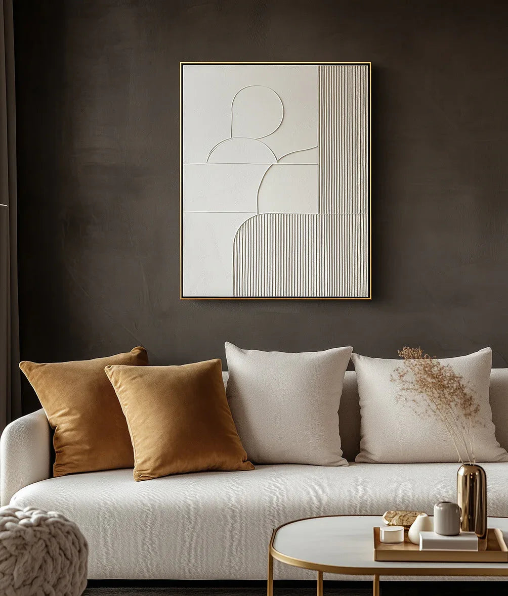 Harmonic Duality-Modern Minimalist Art Featuring Arcs and Lines on a Double-Sided Wall - artextured