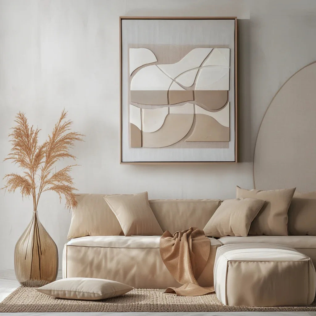 Abstract Harmony-Indoor Decoration Earth Color Abstract Soft Arc Block Wall Art - artextured