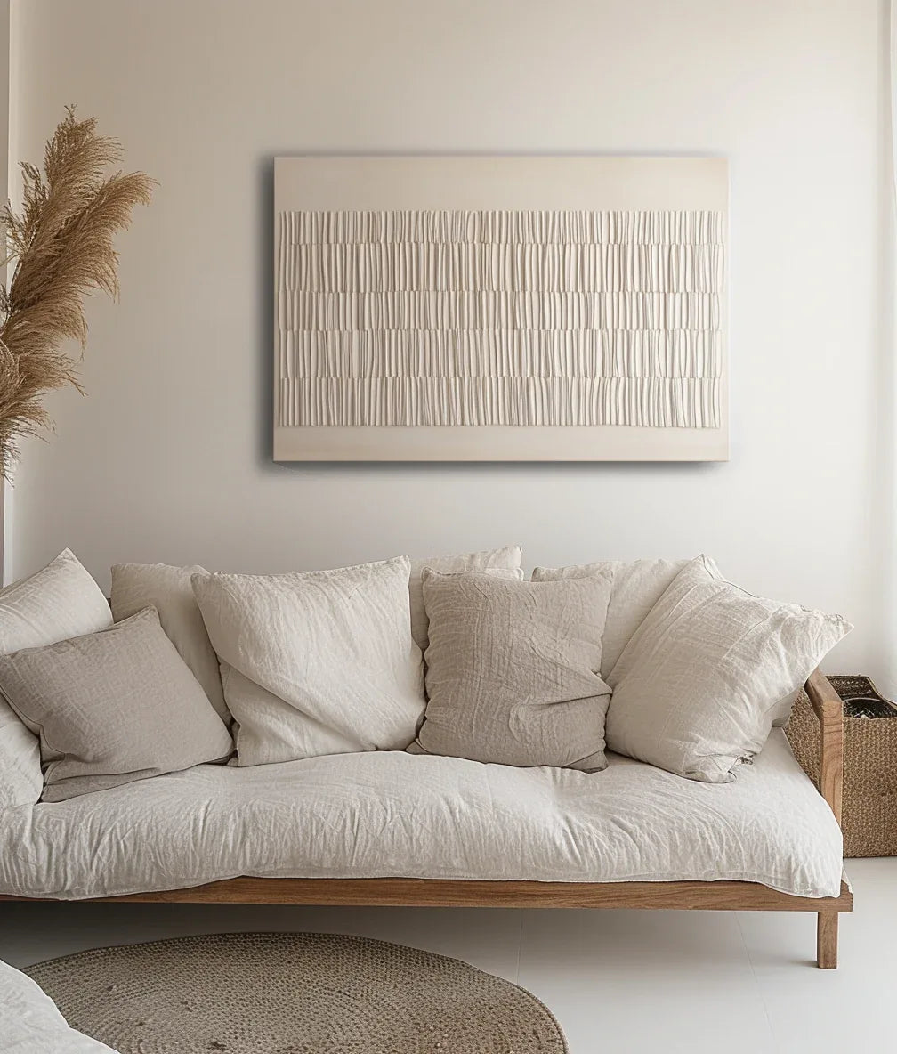 Serene Weave-Modern Minimalist White Texture Abstract Wall Art - artextured