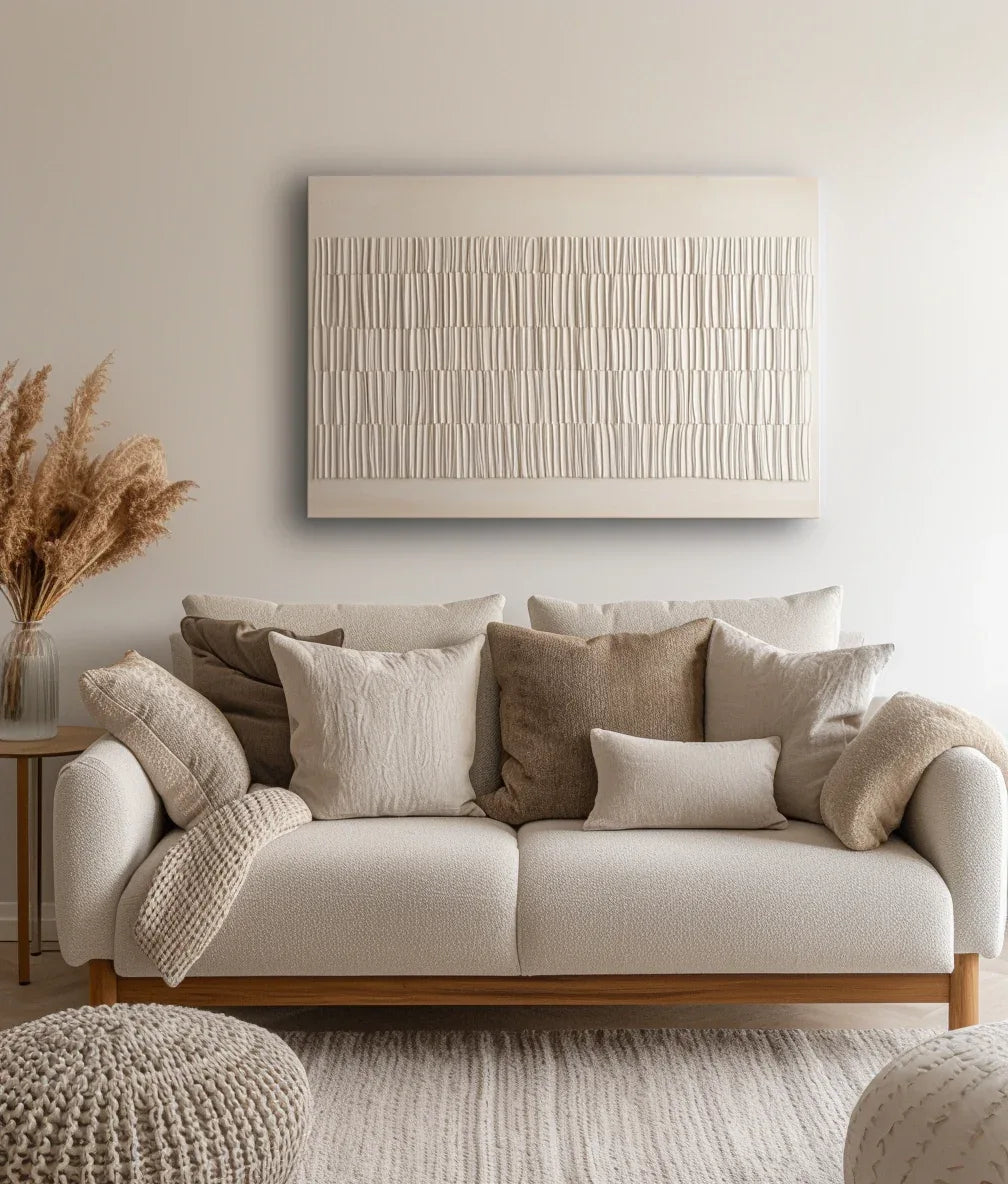 Serene Weave-Modern Minimalist White Texture Abstract Wall Art - artextured