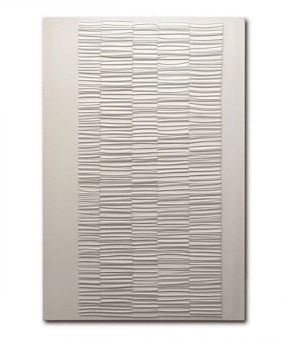 Serene Weave-Modern Minimalist White Texture Abstract Wall Art - artextured